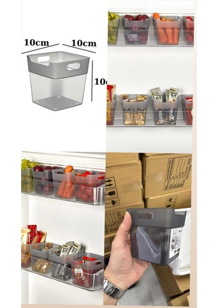 6 Adet MinioBox Antrasit Buzdolabı Kapak Içi Düzenleyici Organizer, çok amaçlı kutu, organizer