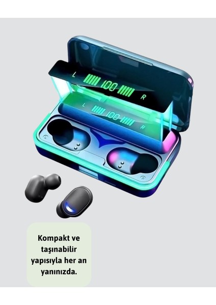 Depomix E10 Powerbank Şarjlı Bluetooth 5.1 Kulaklık Spor ve Oyun Için indirimleri