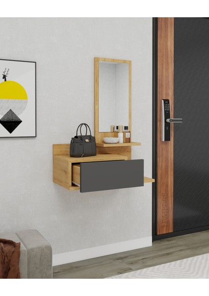 Rozella Çekmeceli Duvara Monte Aynalı Dresuar, Safirmeşe & Antrasit - Rozella fiyatları