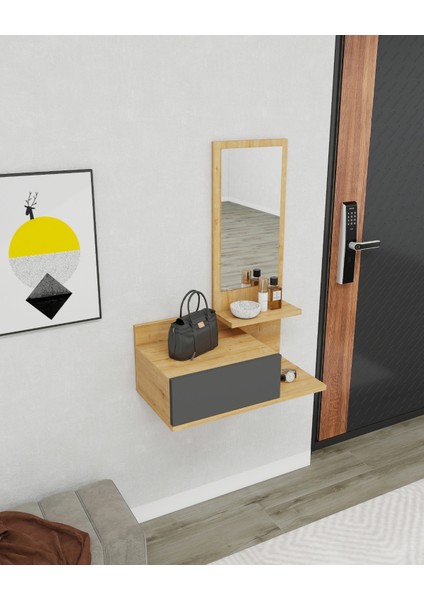 Rozella Çekmeceli Duvara Monte Aynalı Dresuar, Safirmeşe & Antrasit - Rozella modelleri