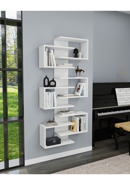 Lotus 6 Raflı Duvar Monte Kitaplık Ve Duvar Rafı, Beyaz - Lotus modelleri