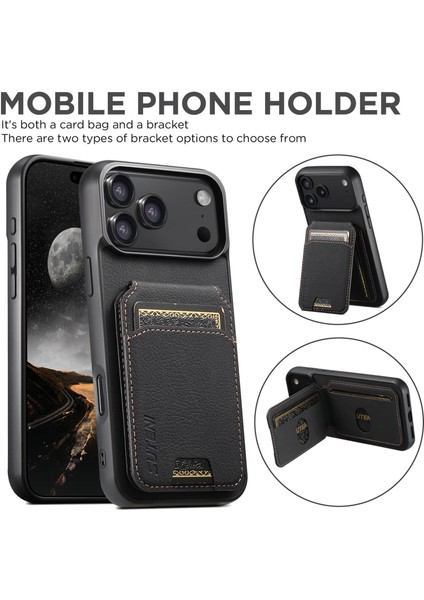 iPhone 17 Pro Max Için Litchi Deri Telefon Kılıfı (Yurt Dışından) modelleri