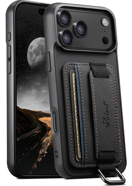 iPhone 17 Pro Max Için Litchi Deri Telefon Kılıfı (Yurt Dışından)