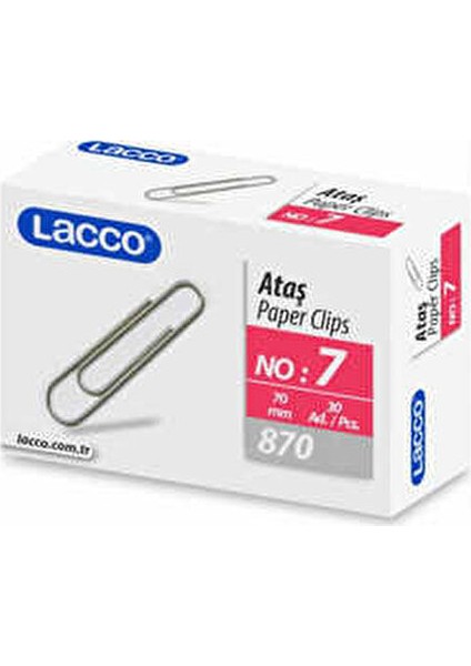 Ataş No:7 Metal Ataş İkili Paket 30 Adet 70 mm Boyutunda Gümüş Renk fiyatları