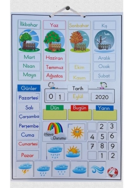 Mıknatıslı Takvim Eğitim Ürünü 40x25 cm Çocukların Zaman Kavramını Geliştirir fiyatları