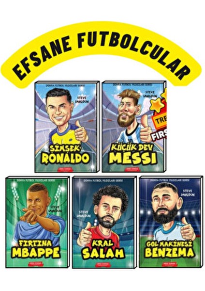 Efsane Futbolcular 5 Kitap Set 2024 Yeni Seri( Messi,Ronaldo,Mbappe,Salah, Vs) - Diego Roberto fiyatları