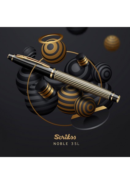 & WizDesign 35L Dolma Kalem Çizgi Desenli Siyah Altın F Uç LÜKS KUTULU / ÖMÜR BOYU GARANTİLİ / KİŞİSELLEŞTİRİLEBİLİR