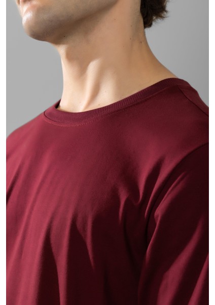 Erkek Pamuklu Bisiklet Yaka Baskılı Uzun Kollu Pijama Takımı 9802 Bordo indirimleri