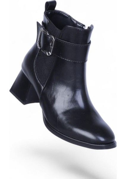 S15 Cilt Siyah 7cm Kadın Topuklu Bot