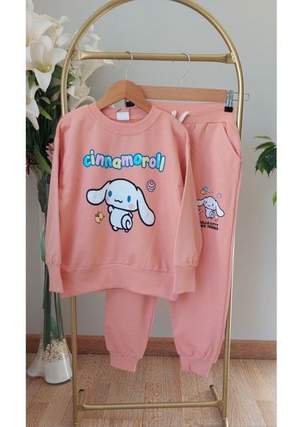 Somon Rengi, Cinnamoroll Baskılı,kız Çocuk Eşofman Takımı