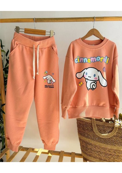 Somon Rengi, Cinnamoroll Baskılı,kız Çocuk Eşofman Takımı modelleri