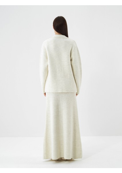 Kadın Ekru Doğal Yün Dokulu Oversize Ceket indirimleri