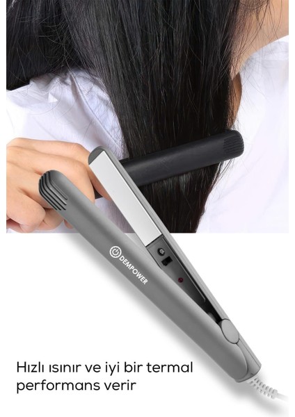 Mini Taşınabilir Saç Düzleştirici, Şık Siyah Tasarım