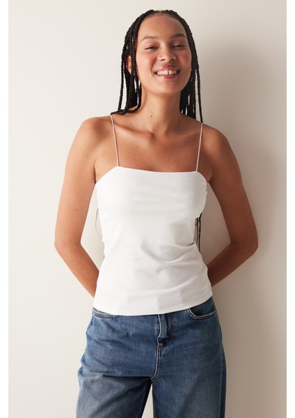 İnce Askılı Beyaz New Cami Atlet