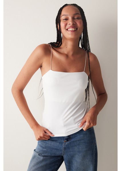 İnce Askılı Beyaz New Cami Atlet