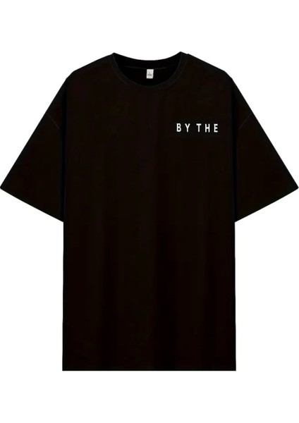 Kadınlar Için Geniş Kesim Tişört - Kısa Kollu, Bol Kesim, Manzaralı Okyanus Baskı, Günlük Yazlık Üst, Siyah- Siyah fırsatları