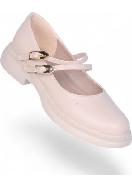 S12 Cilt Krem Kadın Loafer Ayakkabı