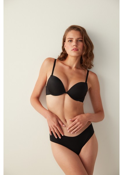 Siyah Wowbra Destekli Push Up Sütyen