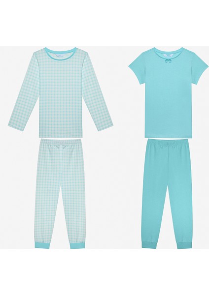 Kız Çocuk Bow 2li Çok Renkli Pijama Takımı