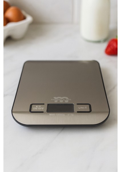 MSK-5000 Dijital Mutfak Tartısı – 10KG / 1g Hassasiyet, Suya Dayanıklı Paslanmaz Çelik Ön Panel, 2 Yıl Garantili Hassas Terazi, LCD Ekran, Birim Seçimi, Otomatik Sıfırlama