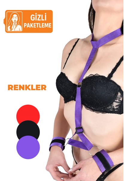 Boyun Bağlamalı Harness Fantazi Bdsm  Kelepçe Set