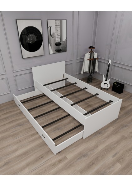 Sofia 90x190 Yatak Uyumlu 2 Kişilik Yavrulu Karyola, Beyaz - Sofia