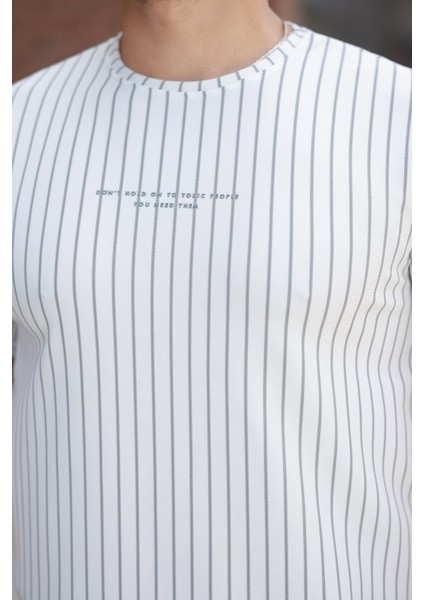 Erkek Dikey Çizgili Ottoman Kumaş Kısa Kollu T-Shirt modelleri