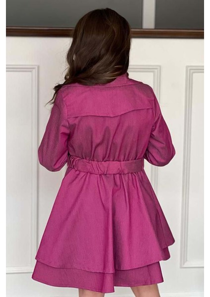 Kız Çocuk Çiçek Desenli Piliseli Mor Trençkotlu Elbise fırsatları