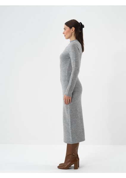 Kadın Gri Yumuşak Dokulu Oversize Elbise modelleri