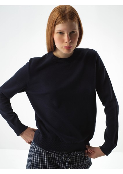 Kadın Lacivert Pamuk Dokulu Oversize Kazak fiyatları