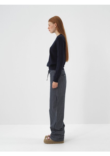 Kadın Lacivert Pamuk Dokulu Oversize Kazak modelleri