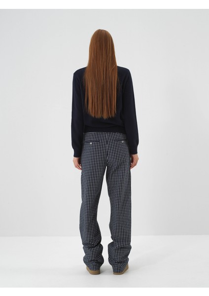 Kadın Lacivert Pamuk Dokulu Oversize Kazak indirimleri