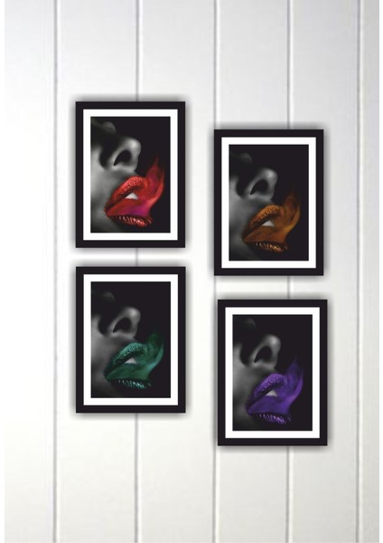 4 Parça Dekor Çerçeve Görünümlü Mdf Tablo Set