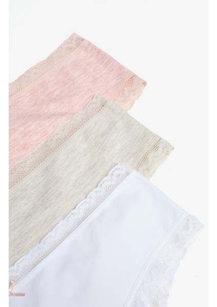 Daily Lace 3lü Pamuklu Bej Hipster Külot
