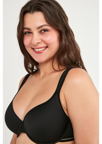 Siyah Airy Form Balenli Küçültücü Etkili Balenli Sütyen