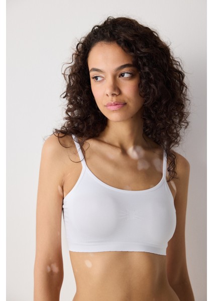 Beyaz Nu Basic Kaplı Dikişsiz Balensiz Sütyen