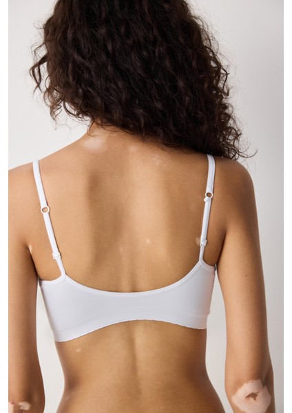 Beyaz Nu Basic Kaplı Dikişsiz Balensiz Sütyen