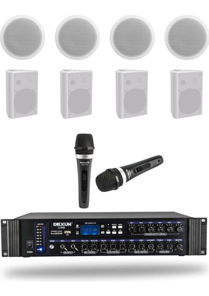 Kablolu Mikrofon Alçıpan Sütun Hoparlör Mağaza Dükkan Kafe Seslendirme ve Okul Anons Sistemi