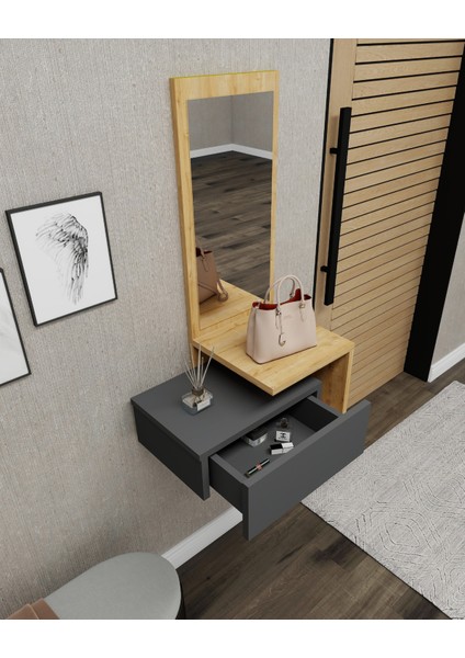 Stella Çekmeceli Duvara Monte Aynalı Dresuar Safirmeşe Antrasit - Stella fiyatları