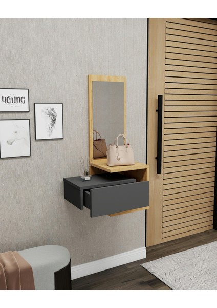 Stella Çekmeceli Duvara Monte Aynalı Dresuar Safirmeşe Antrasit - Stella indirimleri