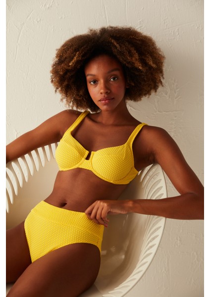 Sarı Mimosa Vintage Yüksek Bel Bikini Altı
