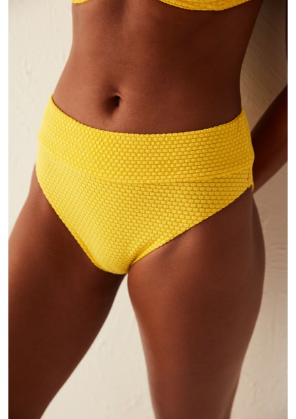 Sarı Mimosa Vintage Yüksek Bel Bikini Altı