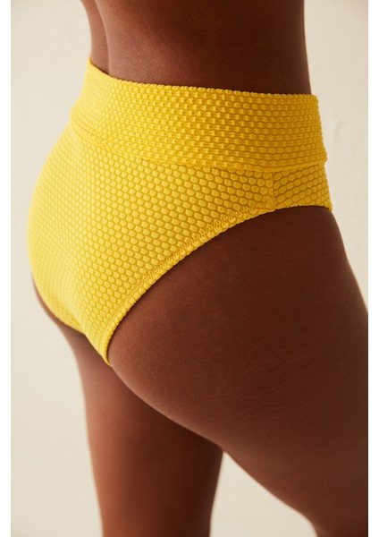 Sarı Mimosa Vintage Yüksek Bel Bikini Altı