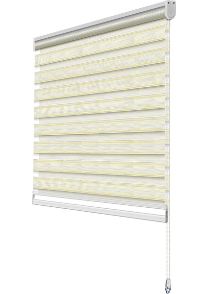 Geniş Simli Pileli Gold ( Altın )& Beyaz Zebra Perde indirimleri