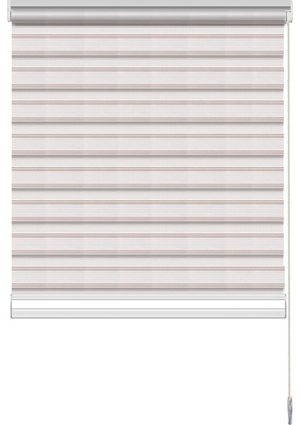 Geniş Simli Pileli Pudra ( Pembe )& Beyaz Zebra Perde