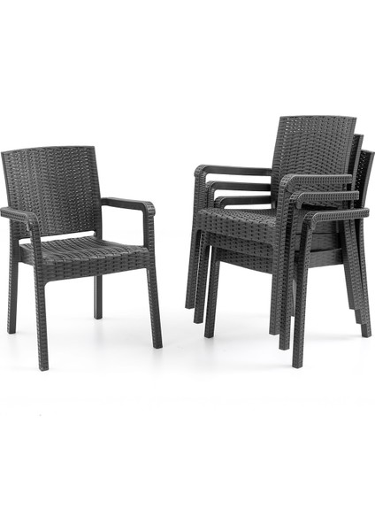 King 4 Kişilik Rattan Masa Sandalye Takımı Siyah modelleri