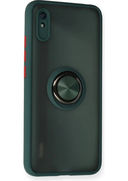 Xiaomi Redmi 9A Kılıf Montreal Yüzüklü Silikon Kapak - Yeşil fiyatları