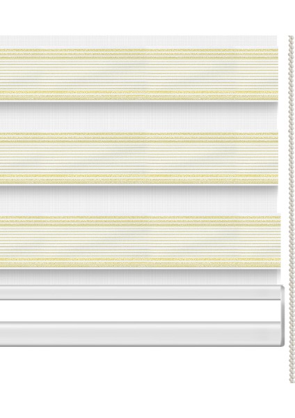 Geniş Simli Pileli Gold ( Altın )& Beyaz Zebra Perde modelleri