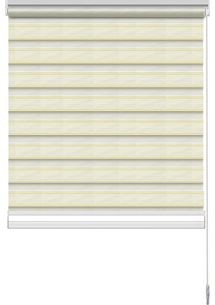 Geniş Simli Pileli Gold ( Altın )& Beyaz Zebra Perde