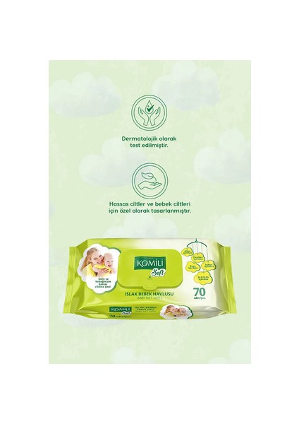 Soft Islak Bebek Havlusu 70 Adet Hassas Temizlik İçin Dermatolojik Olarak Test Edilmiş fiyatları